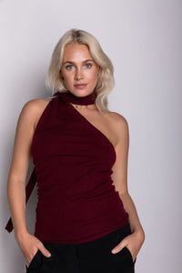 The Aurora Cashmere Cold-Shoulder Top
