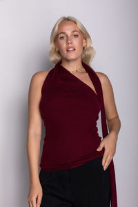 Burgundy → aurora-one-shoulder-cashmere-top-burgundy-asymmetric-knit