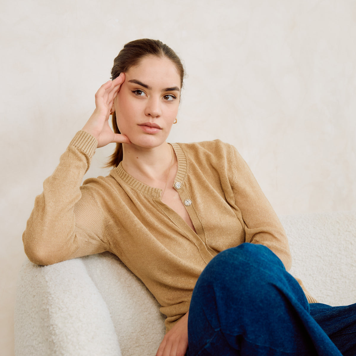 Camel → alice-cardigan-camel-lightweight-linen-cashmere-silk-sale