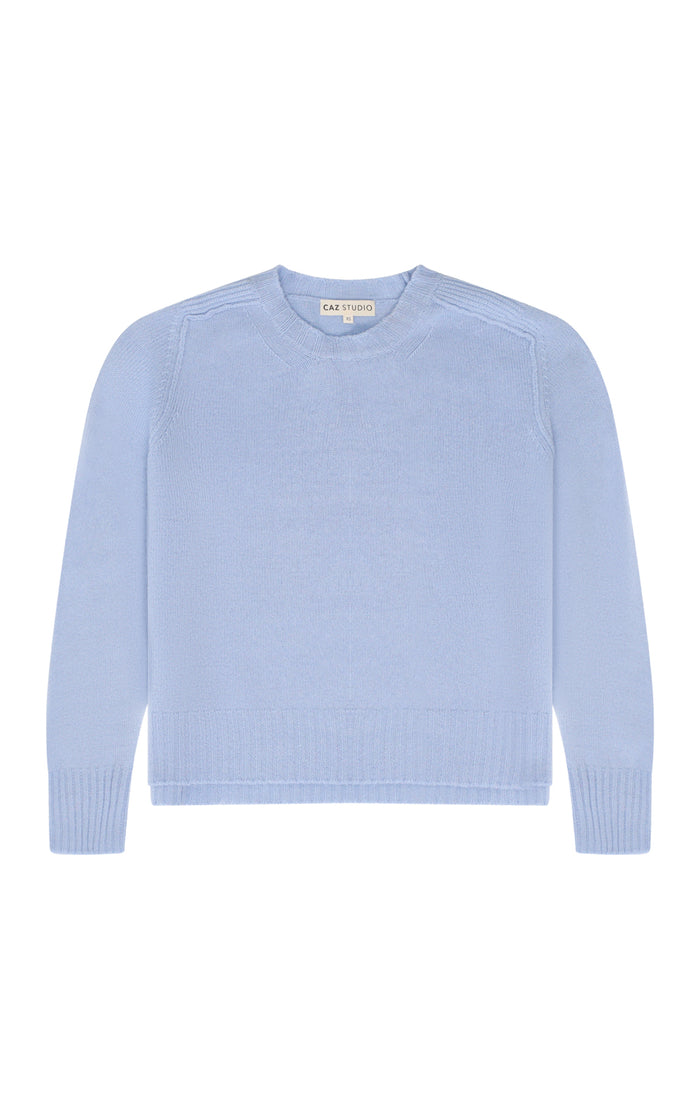 Sabrina Cashmere Blend Crew Neck Sweater – Pale Blue
