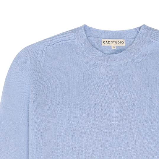 Sabrina Cashmere Blend Crew Neck Sweater – Pale Blue