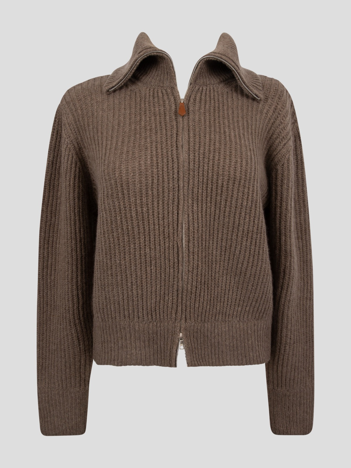 Maria Ribbed Cashmere Cardigan with Zip Closure