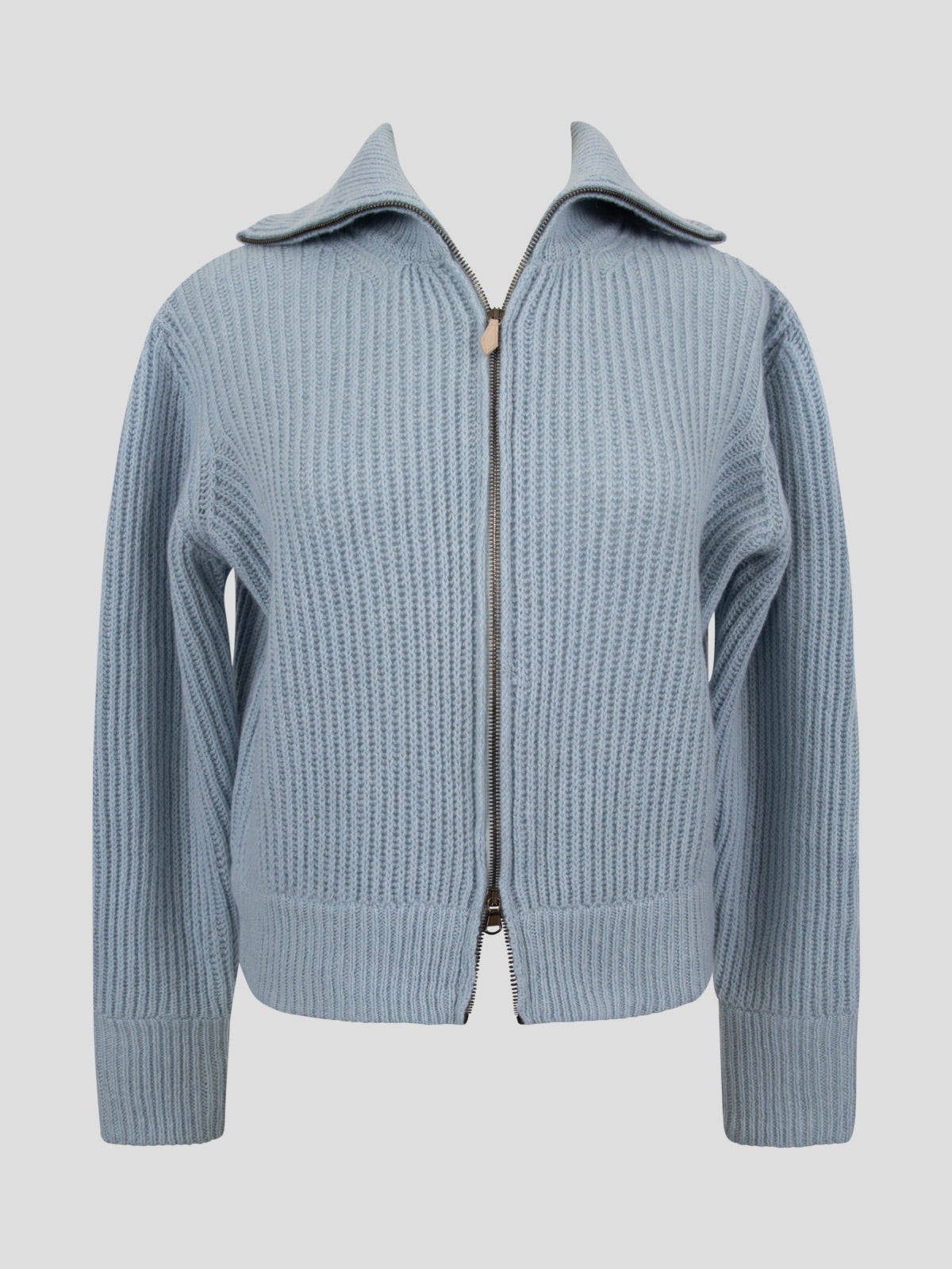 Maria Ribbed Cashmere Cardigan with Zip Closure