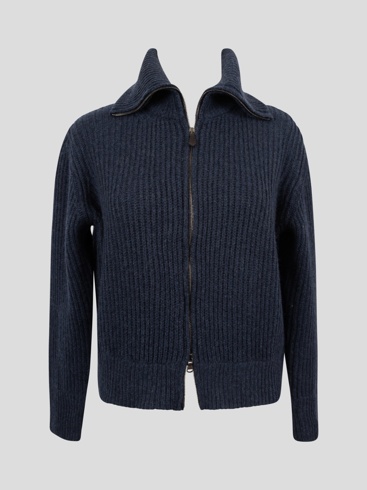 Maria Ribbed Cashmere Cardigan with Zip Closure