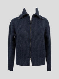 Maria Ribbed Cashmere Cardigan with Zip Closure
