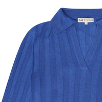 Carla Cashmere Blend Polo Top — Cobalt Blue