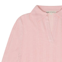 Carla Cashmere Blend Polo Top — Pale Pink