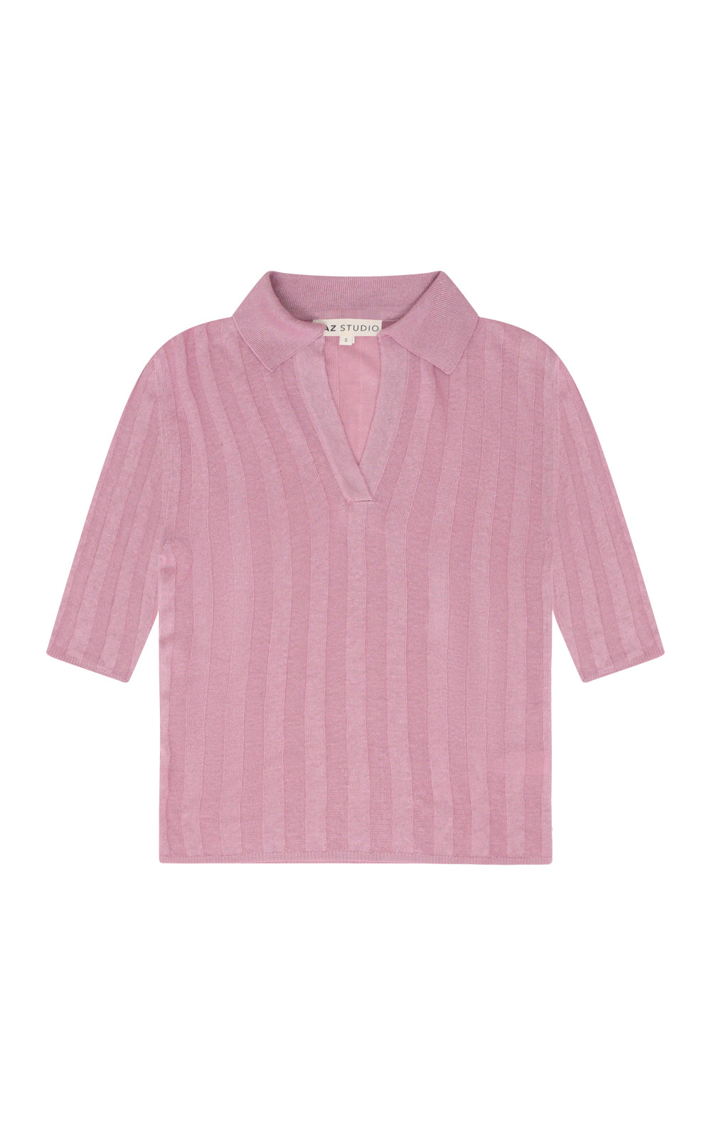 Carla Cashmere Blend Polo Top — Dusty Pink