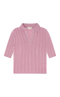 Carla Cashmere Blend Polo Top — Dusty Pink