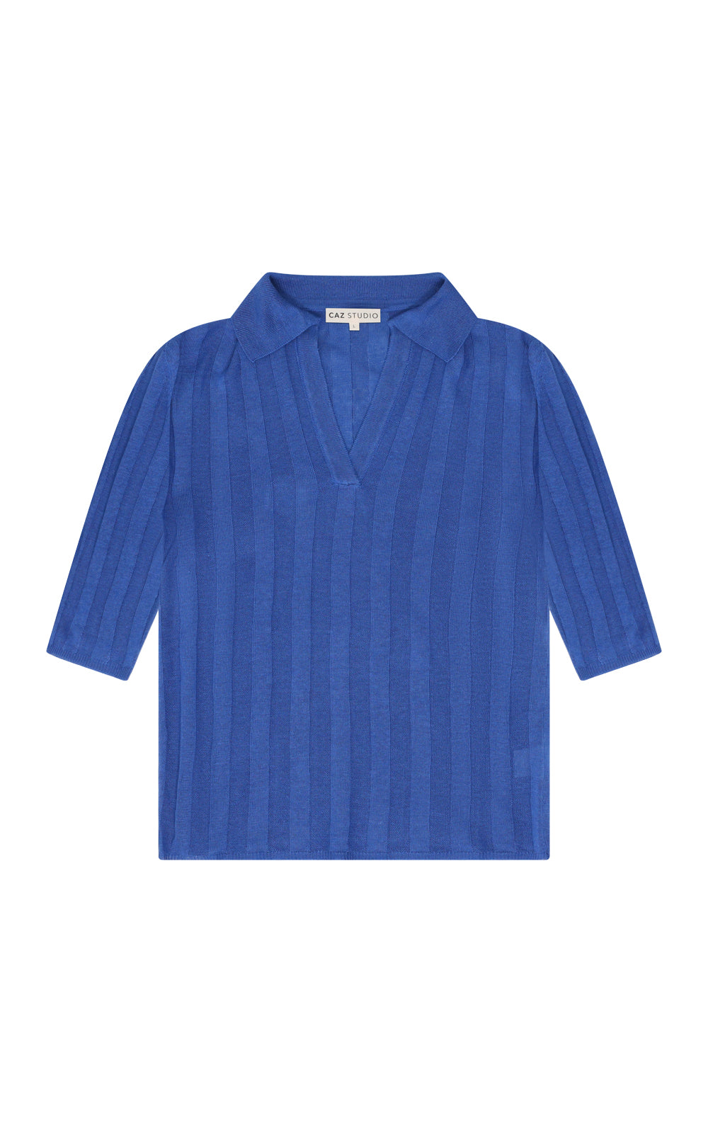 Carla Cashmere Blend Polo Top — Cobalt Blue