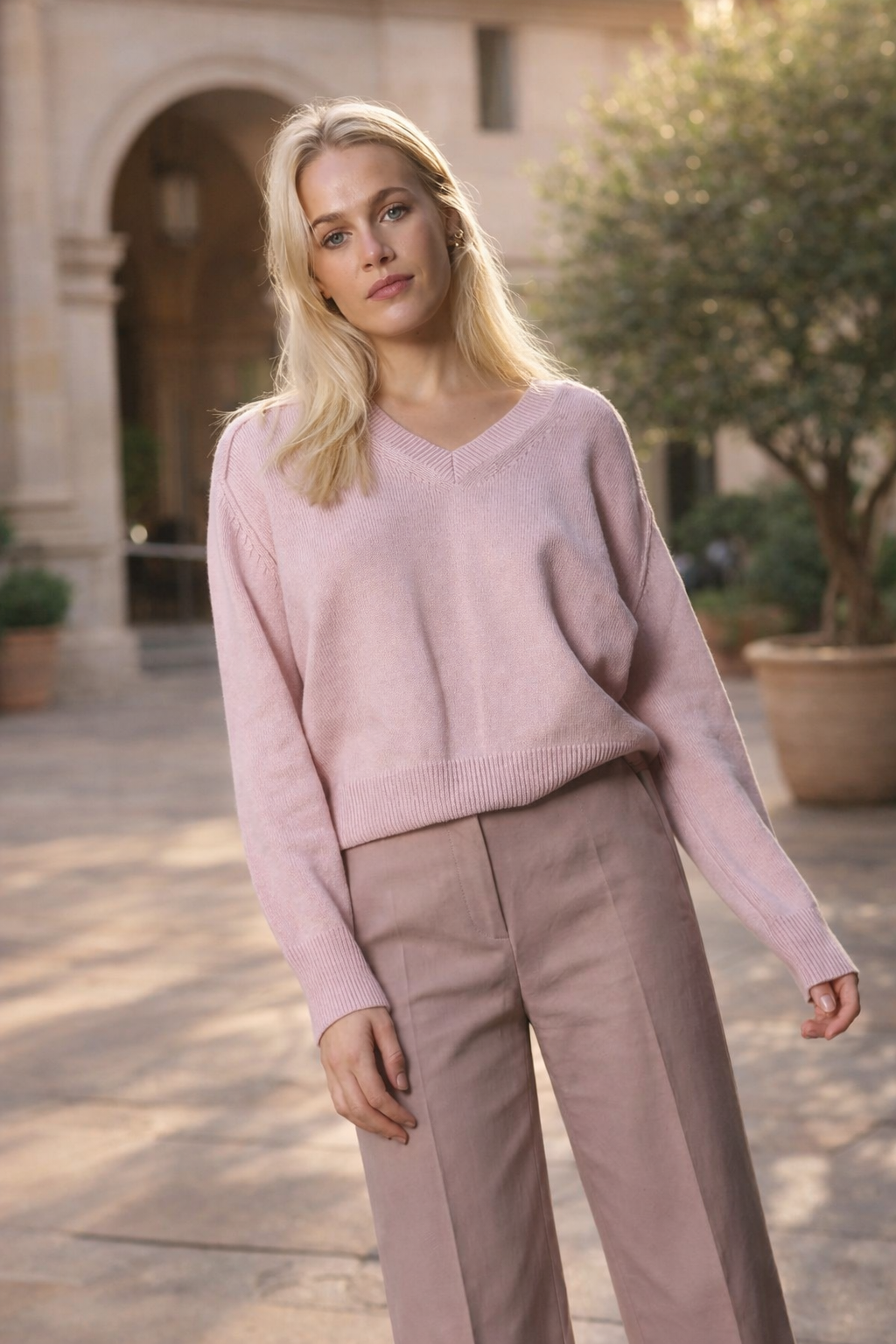 Chiara Cashmere Sweater – Pale Pink