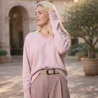 Chiara Cashmere Sweater in Pale Pink, crafted in Italy — CAZ Studio

