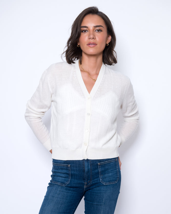 White Cashmere → rita-100-cashmere-ribbed-cardigan-white-tonal-buttons-knitwear
