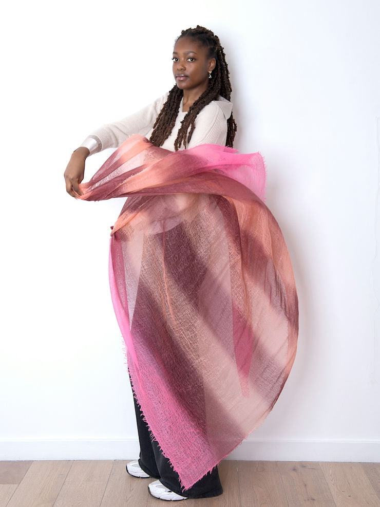 Sasha Stripe Dip-Dye Cashmere Shawl