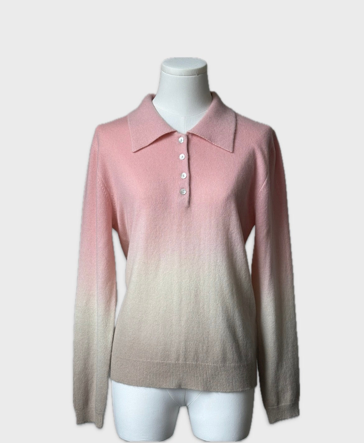 Dana Cashmere Polo – Pink & Ivory Ombré