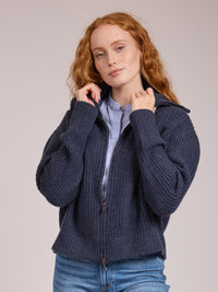 Maria Ribbed Cashmere Cardigan with Zip Closure