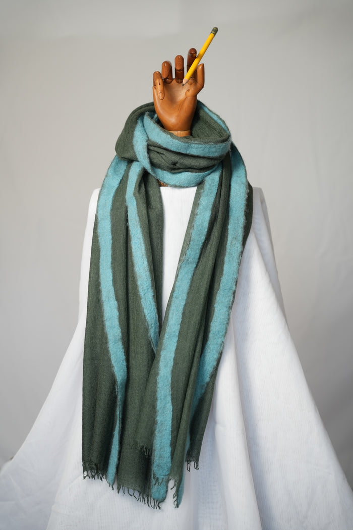Milo Cashmere Scarf in Forest Green, hand-dyed in Nepal from Mongolian cashmere — CAZ Studio
