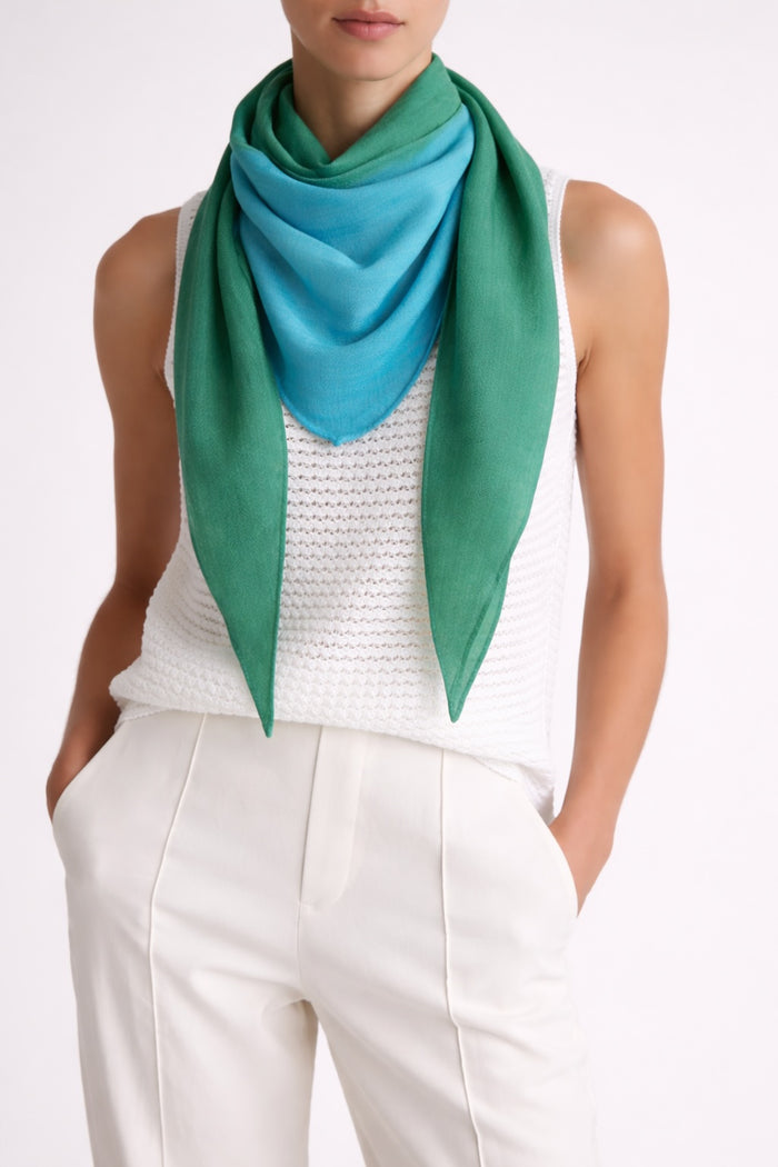 Nina Silk & Cashmere Scarf – Jade Lagoon