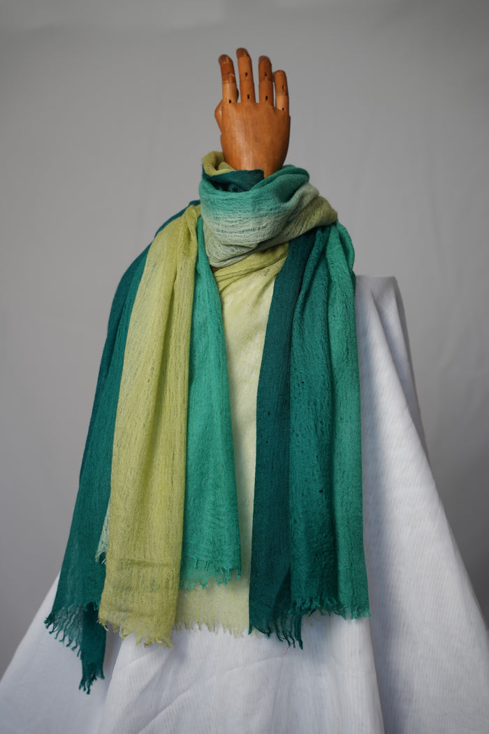 Luca Cashmere Scarf in Ocean Fern, hand-dyed in Nepal from Mongolian cashmere — CAZ Studio