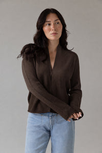 Stella Cashmere Cardigan – Chocolate Brown