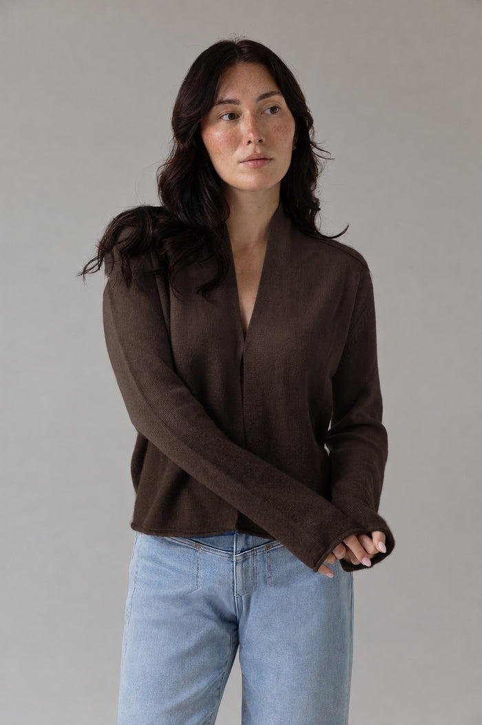 Stella Cashmere Cardigan – Chocolate Brown