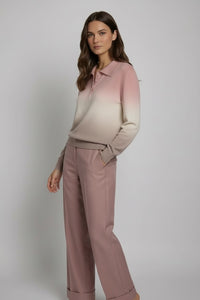 Dana Cashmere Polo – Pink & Ivory Ombré