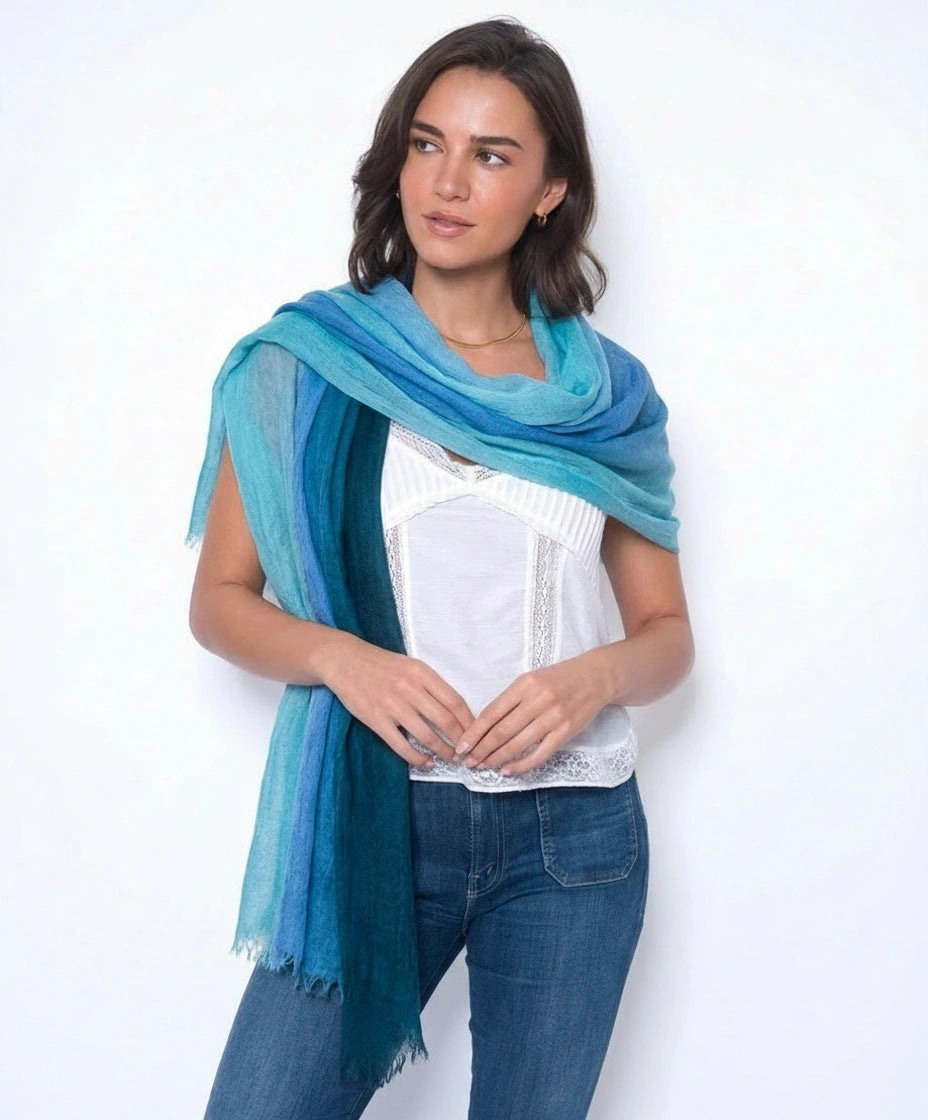 Luca Superfine Cashmere Scarf – Riviera Blue