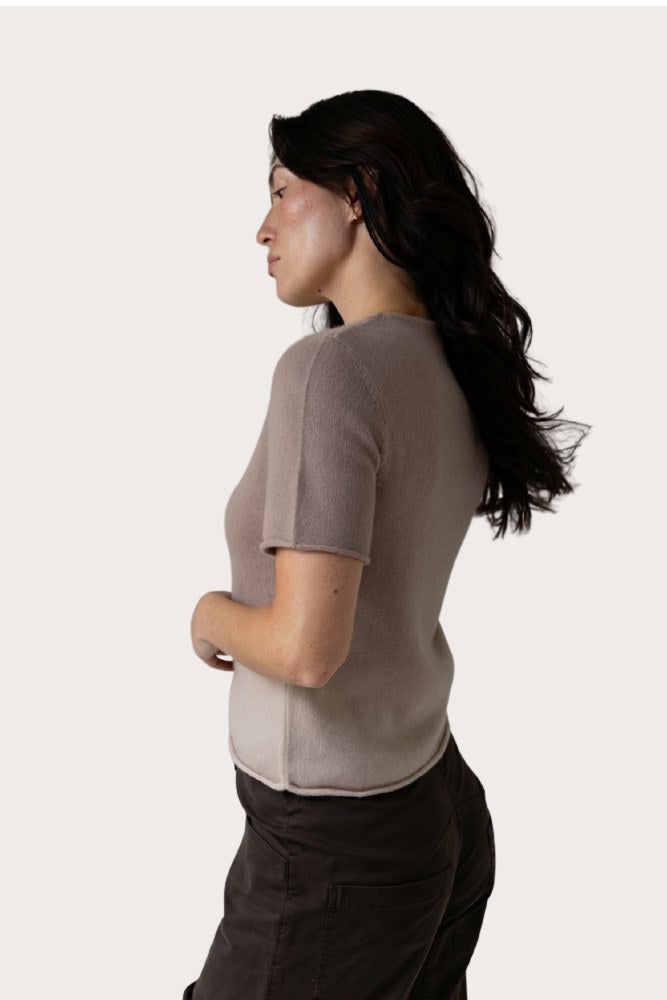 Mimi Ombré Cashmere Short-Sleeve Top