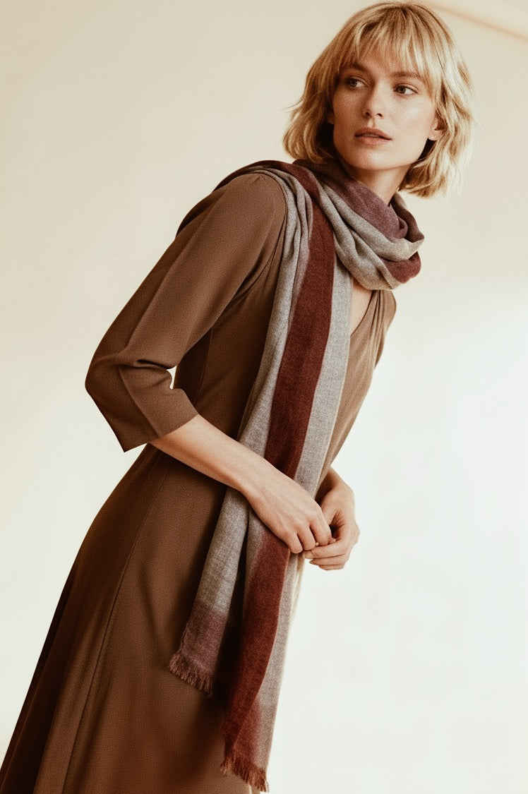 Bibi Handwoven Natural Cashmere Ombre Scarf – Melange & Dip-Dyed Shades